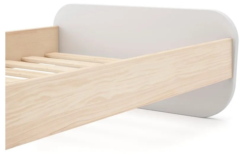 Бяло детско легло 90x190 cm от декор от бор с включена подматрачна рамка Esteban – Marckeric