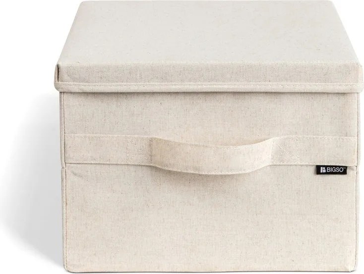 Бежова текстилна кутия за съхранение с капак 31x41x22 cm Soft Storage Medium – Bigso
