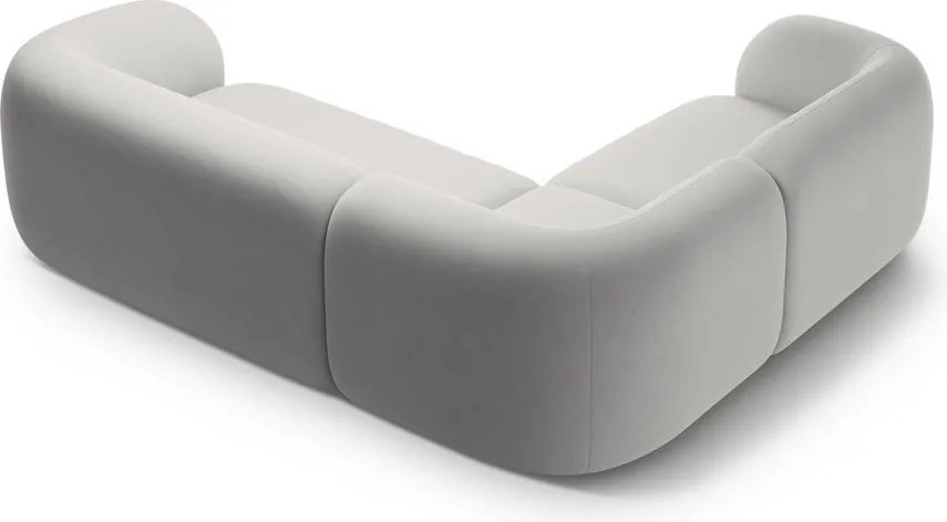 Светлосив кадифен ъглов диван (ляв ъгъл/L форма) Kate – Micadoni