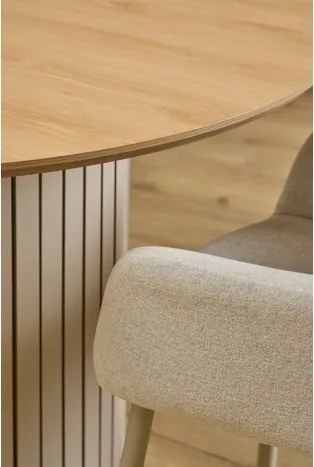 ВЭРА Бежов (плат Apia 453) / сивобежова крака (кашмир) - МОДЕРЕН ТАПИЦИРАН С ЧЕНИЛ СТОЛ ЛОФТ ЗА ДНЕВНА/ТРАПЕЗАРИЯ