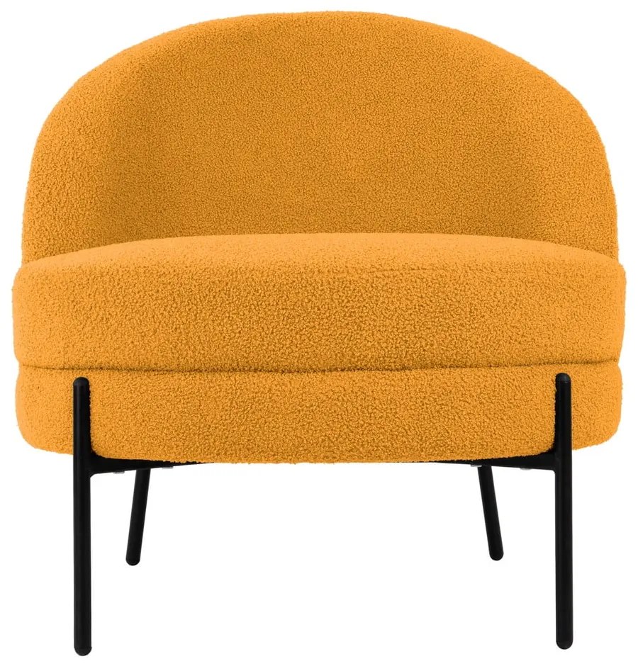 Кресло от плат букле в цвят жълта охра Noble – Leitmotiv