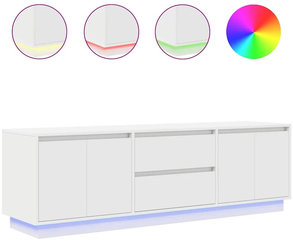 3328426 vidaXL ТВ шкаф с LED осветление, бял, 160,5x41x50 см