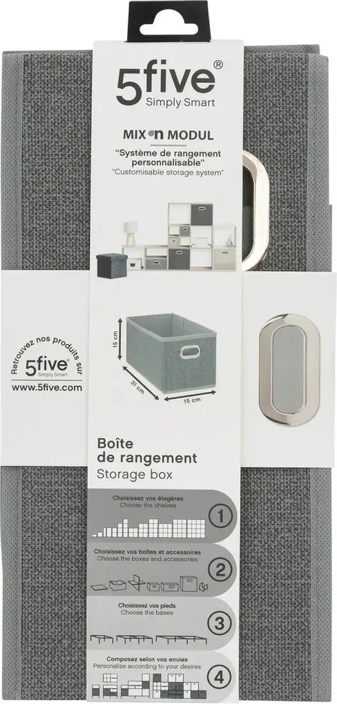Кутия за съхранение 5five Mix & Modul, Меланж, 15x31 cm - Тъмносив