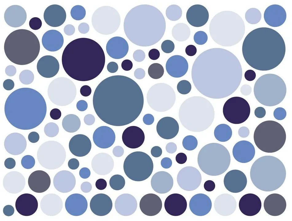 Комплект от 100 сини стикера за стена Кръгли стикери - Ambiance