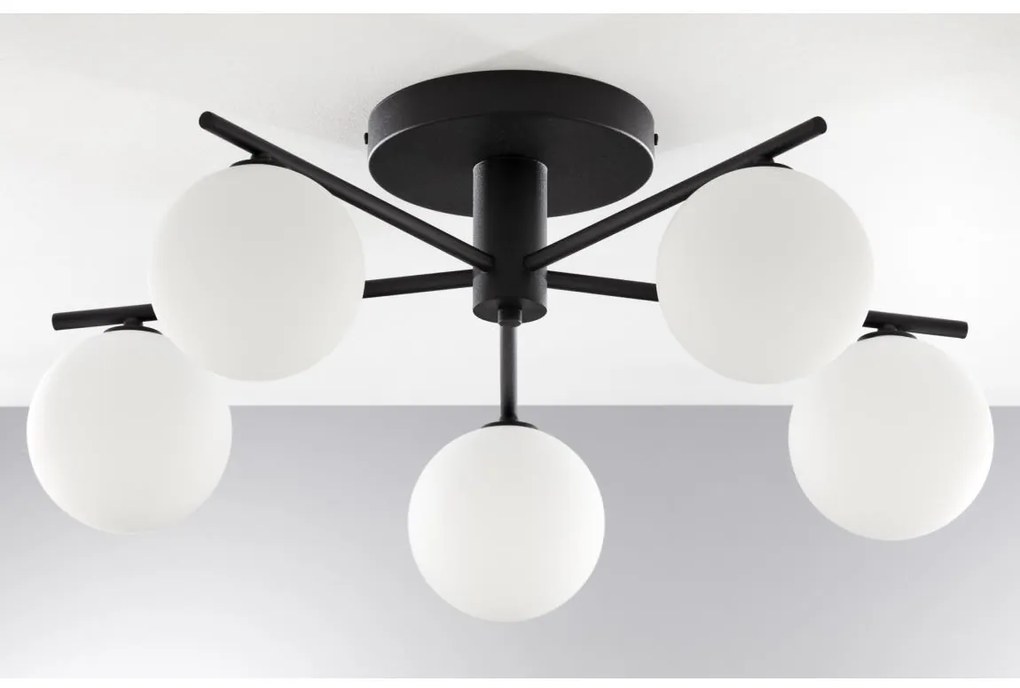 Jupiter 2049 - Полилей за директен монтаж PRATO 5xG9/14W/230V черно/бяло