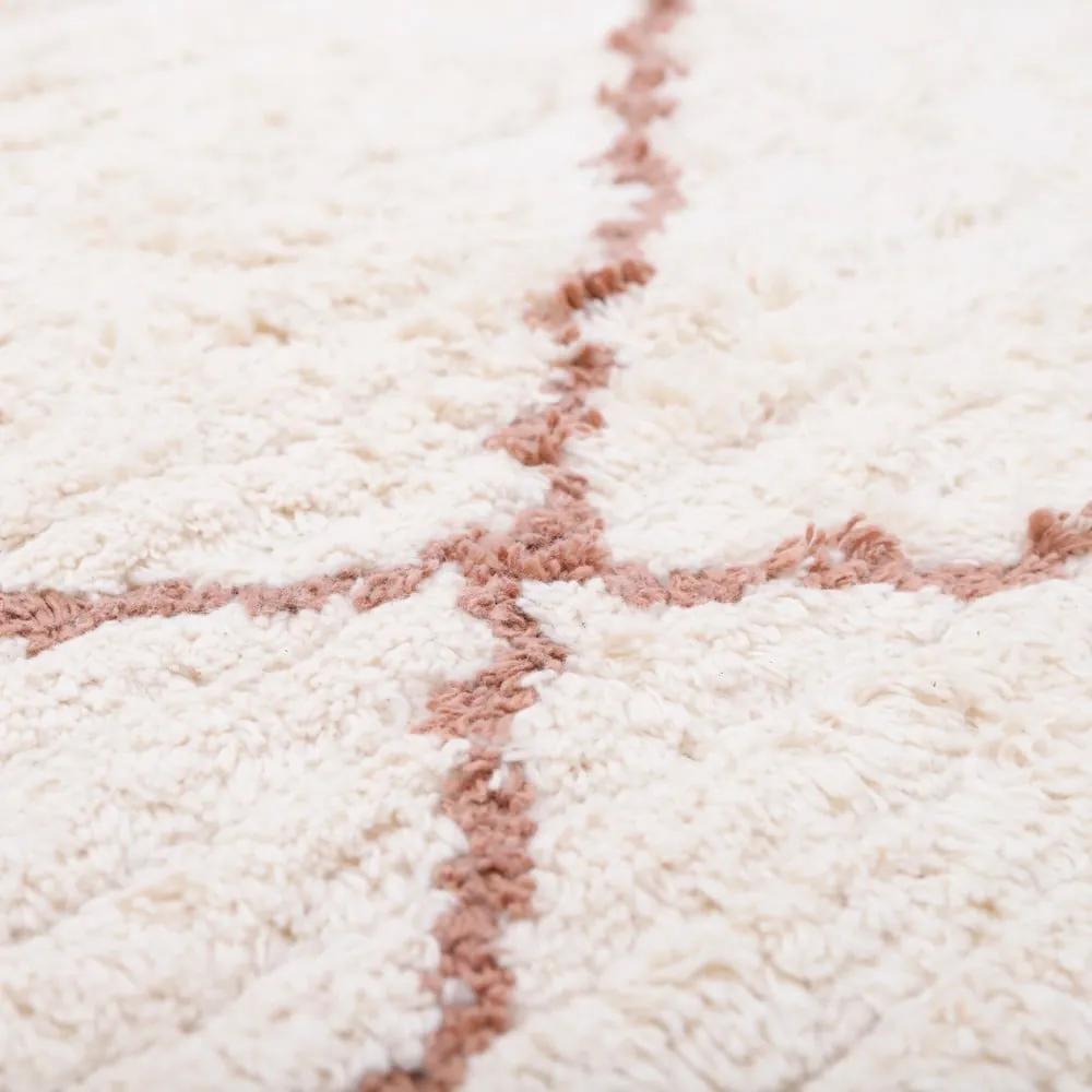 Бяло и кафяво памучно килимче, ръчна изработка, ø 120 см Come - Nattiot