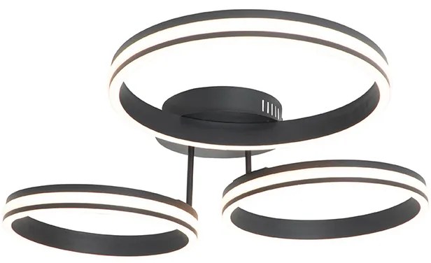 Таванна лампа черна с LED 3-степенна димируема 3-светлина - Navara