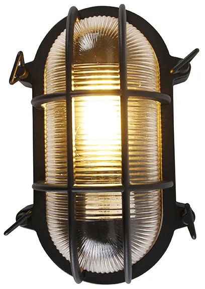 Индустриален стенен и таванен аплик черен овал IP44 - Noutica