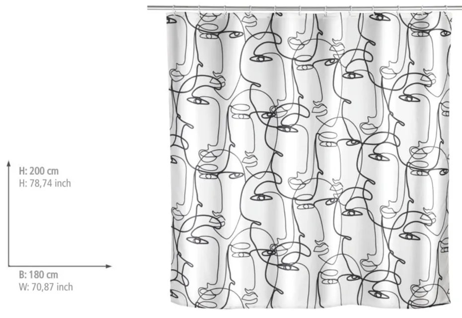 Черно и бяло душ завеса лица - Wenko