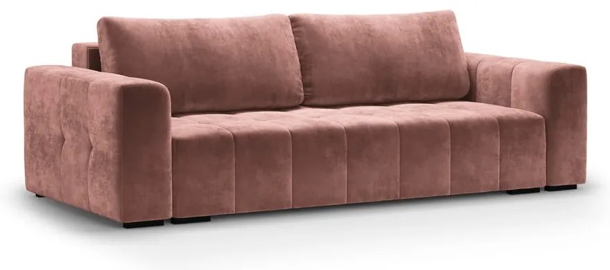 Розов кадифен разтегателен диван Luca - Milo Casa