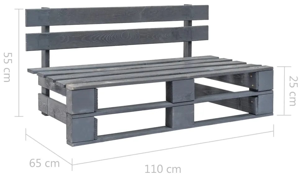 Градинска пейка от палети, дърво, сива