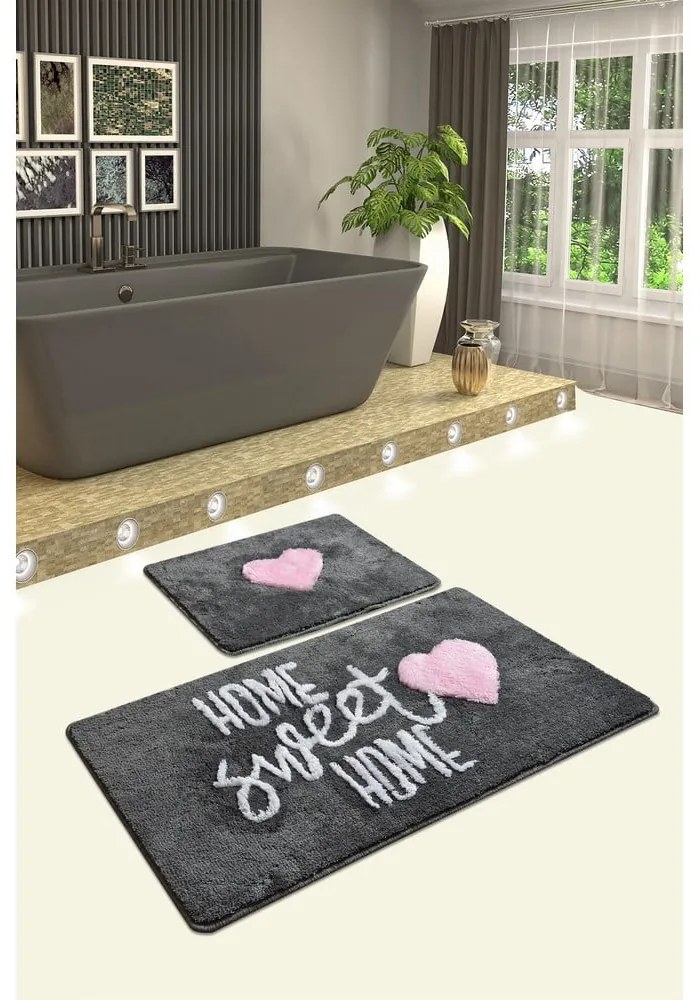 Комплект от 2 сиви правоъгълни килима за баня - Foutastic