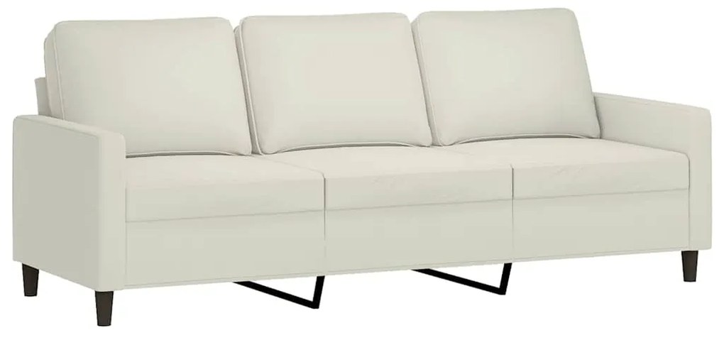 359217 vidaXL 3-местен диван, кремав, 180 см, кадифе