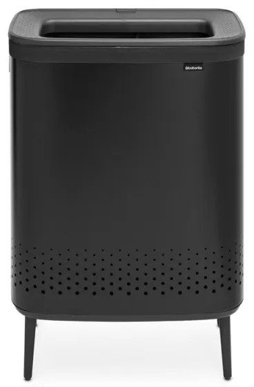 Кош за пране Brabantia Bo 1004177, 2x45 л, Пълнене без отваряне, Вентилационни отвори, Регулируеми крачета, Черен