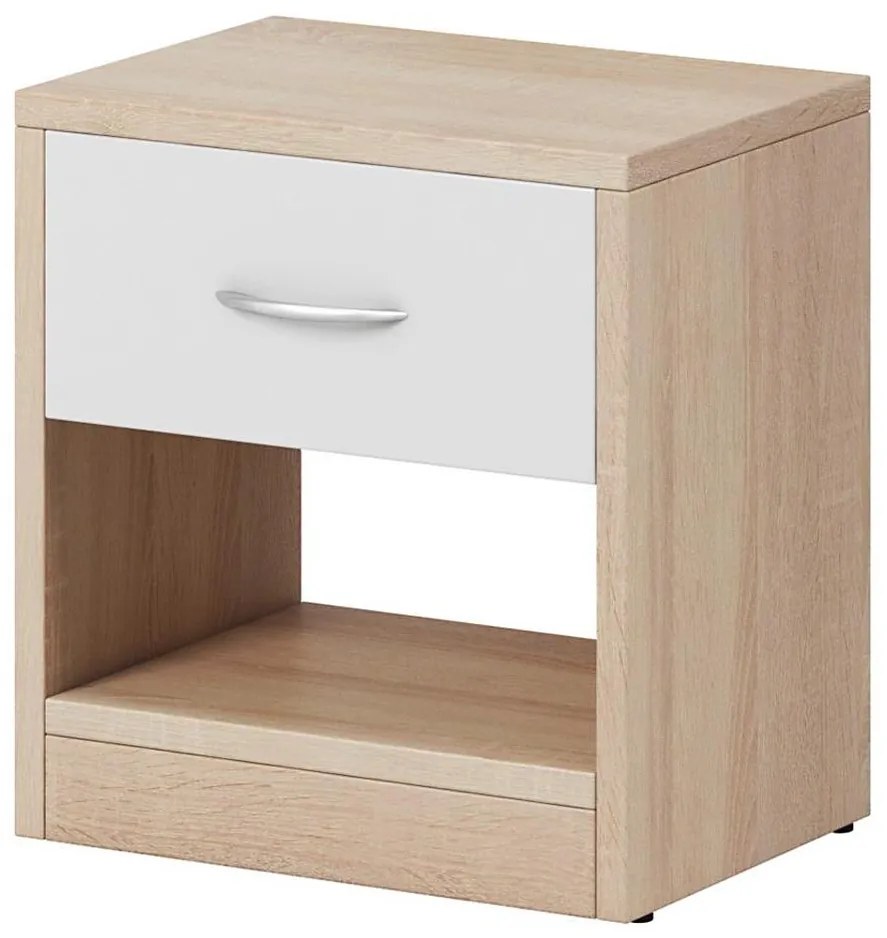 Нощно шкафче NED дъб сонома/бяло
