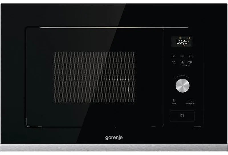 Микровълнова фурна за вграждане Gorenje BM201AG1BG, 20 л, 1000 W, 5 нива, Грил, 15 програми, Размразяване, Touch Screen, Черен/сребрист