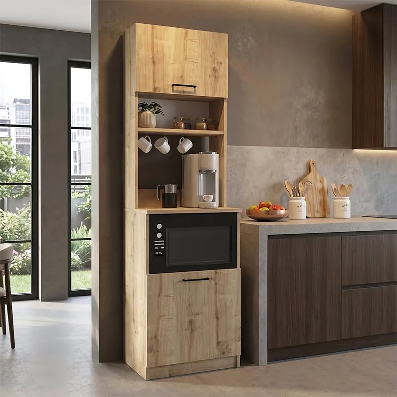 Tuco 1 Megapap melamine kitchen furniture in sapphire oak color 53.8x40x180cm.