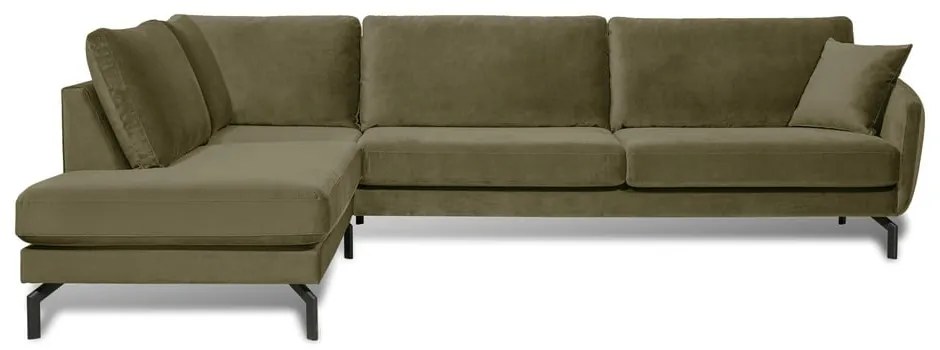 Ъглов диван от зелено кадифе (ляв ъгъл) Magic - Scandic
