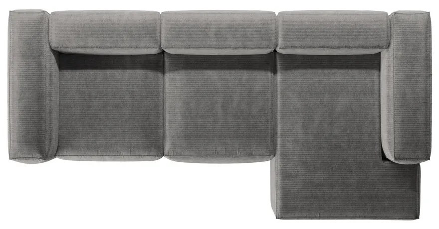 Светлосив ъглов диван от рипсено кадифе (десен ъгъл) Bergano – Cosmopolitan Design