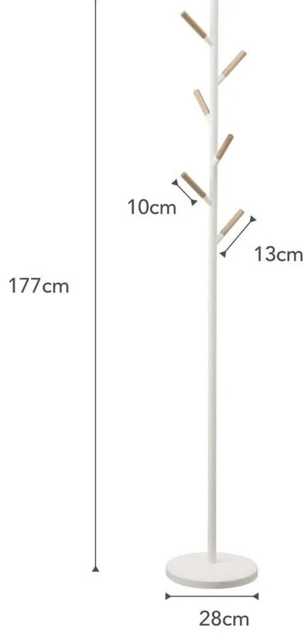 Бяла подова закачалка с детайли от букова дървесина Закачалка за стълб Plain - YAMAZAKI