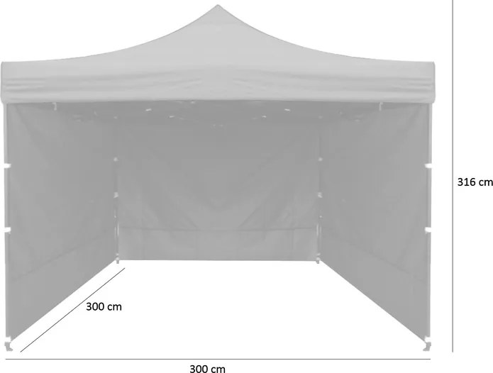 Тристенна парти палатка без прозорци Черен 3m x 3m