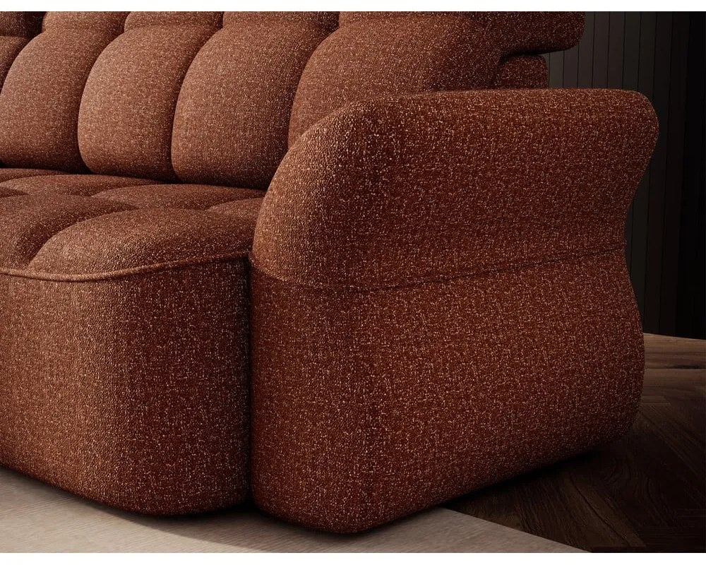 Теракотен кадифен сгъваем/с място за съхранение ъглов диван (ляв ъгъл) Beneth – ELTAP