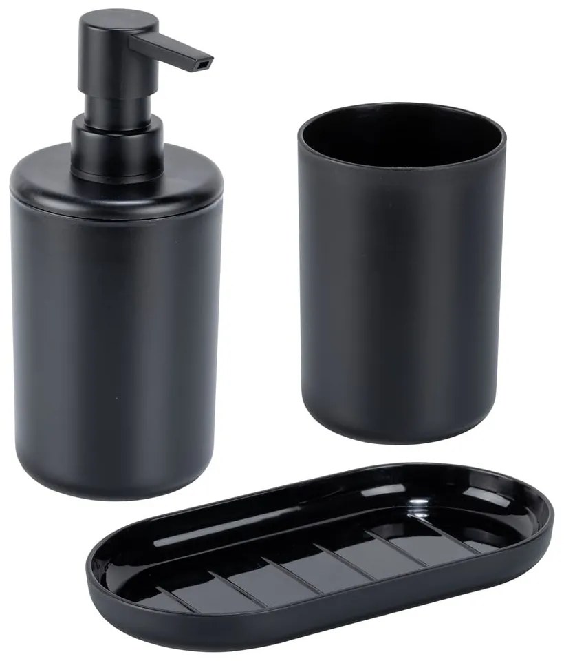 Черен пластмасов комплект аксесоари за баня Fano – Allstar