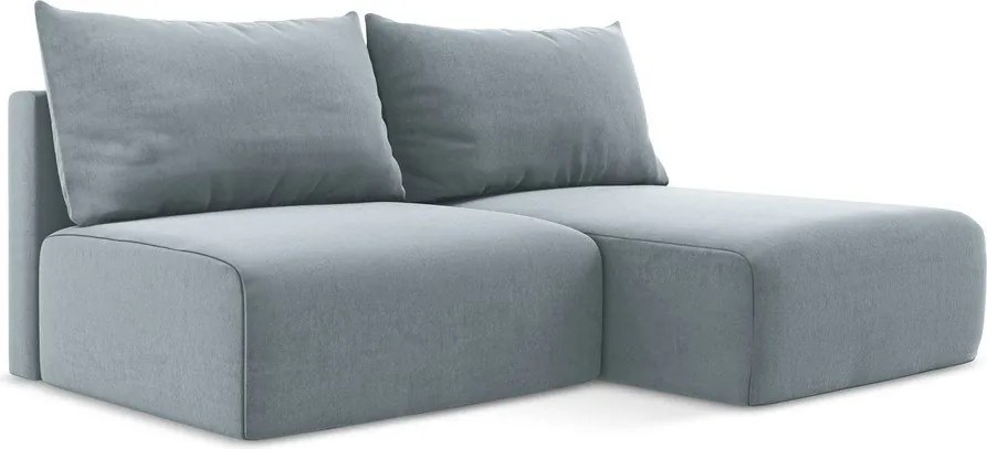 Син кадифен сгъваем/с място за съхранение ъглов диван (десен ъгъл) Kalena – Makamii