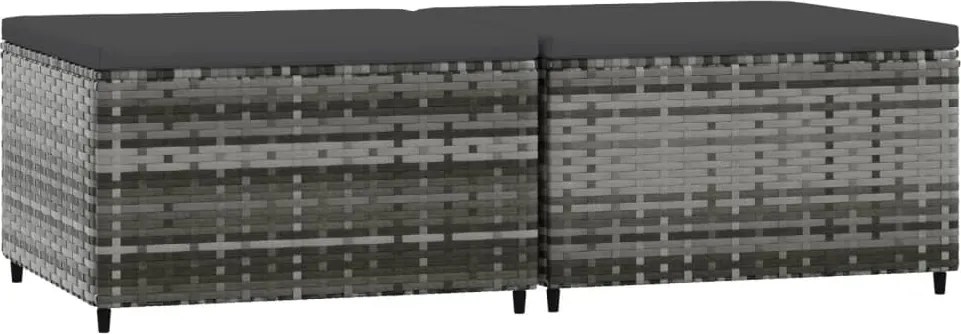 319773 vidaXL Градински табуретки с възглавници, 2 бр, сив полиратан