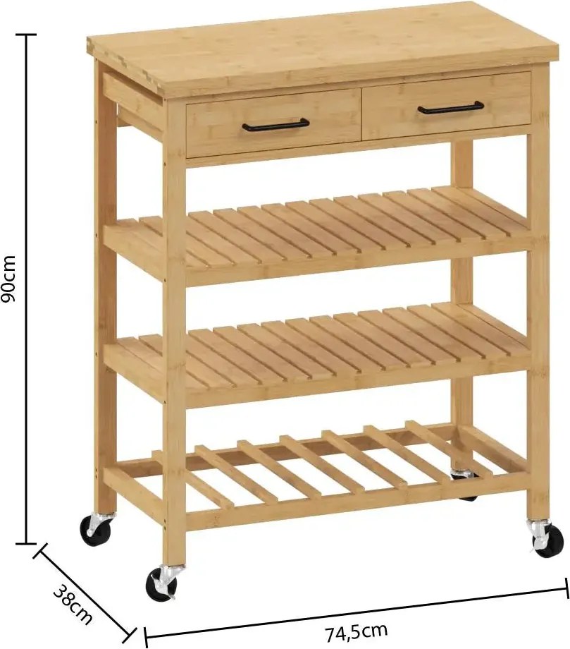 Кухненска количка 5five Linha, Голяма, Бамбук