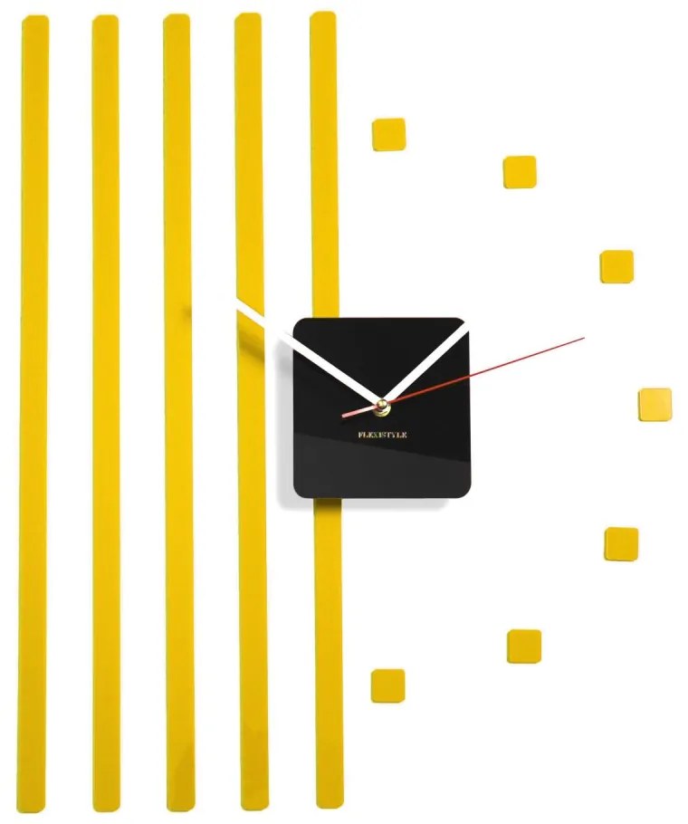 Самозалепващ стенен часовник с ивици Сив