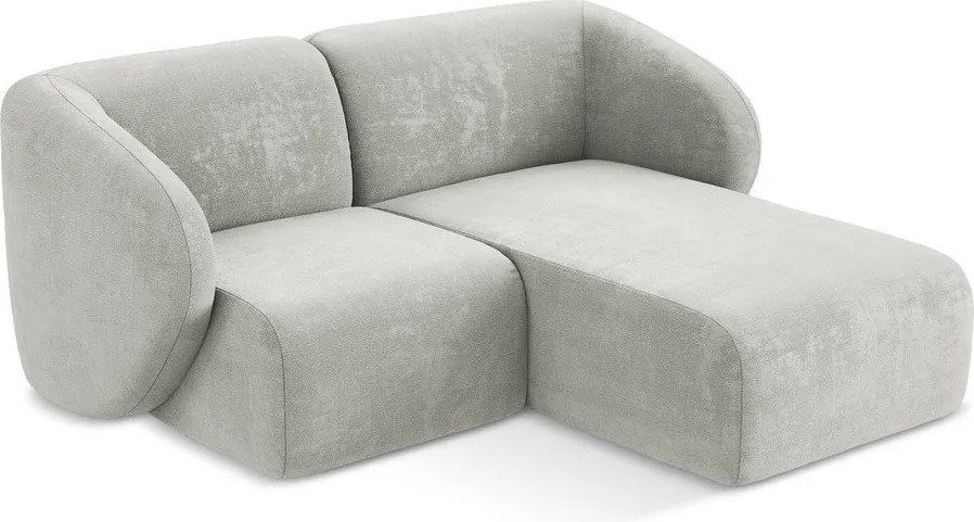 Светлосив шенилов ъглов диван (десен ъгъл) Lani – Makamii