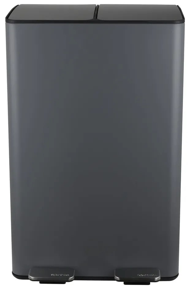 Тъмносиво стоманено кошче за боклук 2x30 l за рециклиране с педал Aliya – Spirella
