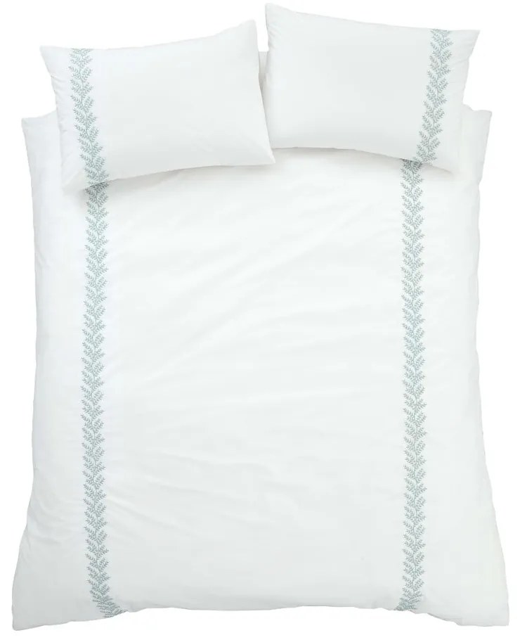 Бяло двойно памучно спално бельо 200x200 cm Embroidery Leaf – Bianca