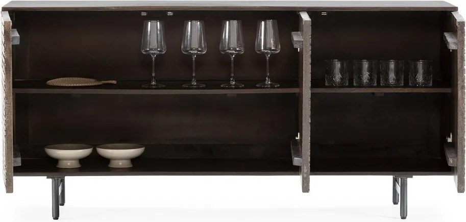 Тъмнокафяв скрин от масивно манго 160x75x40 cm Kalai – MOME