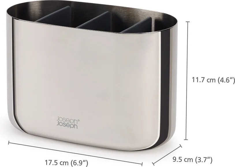 Стойка за четки за зъби от неръждаема стомана в блестящо сребрист цвят EasyStore Luxe – Joseph Joseph