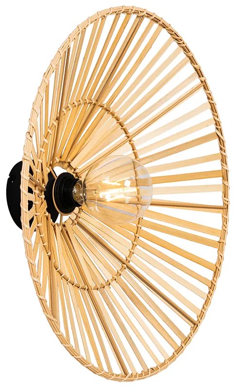 Ориенталска стенна лампа черна с естествен бамбук - Pua