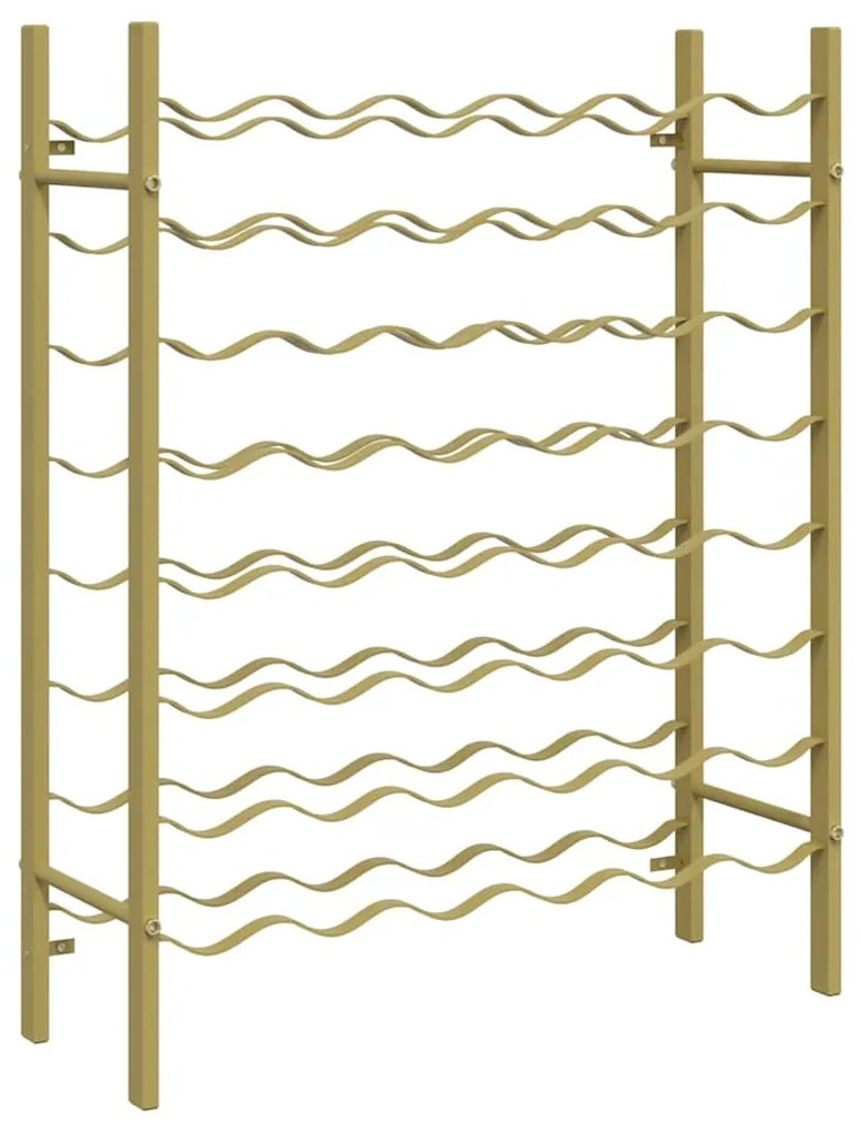 340909 vidaXL Стойка за вино за 48 бутилки, златиста, метална