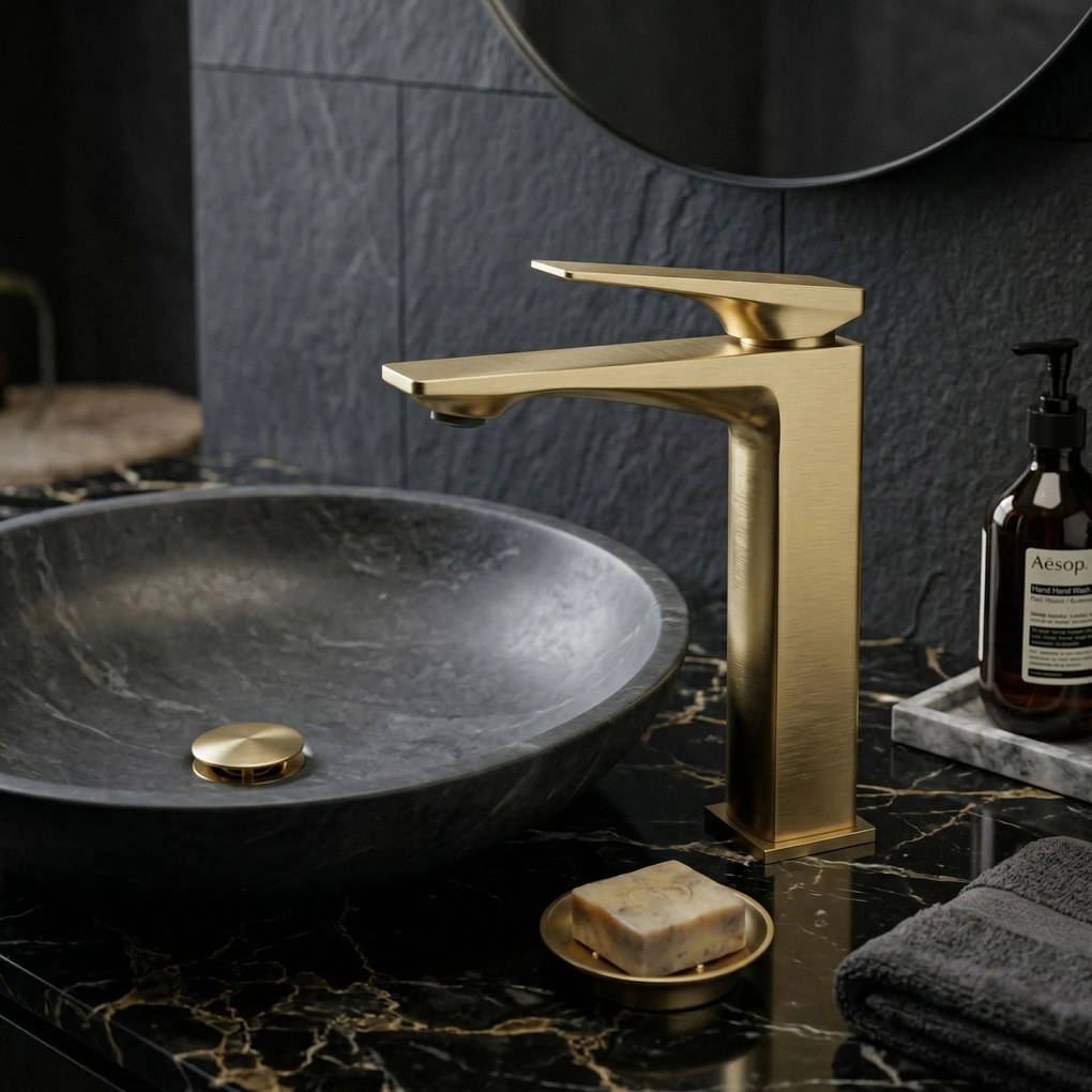 Смесител за мивка PREMIUM Rea Prime Brush Gold Low