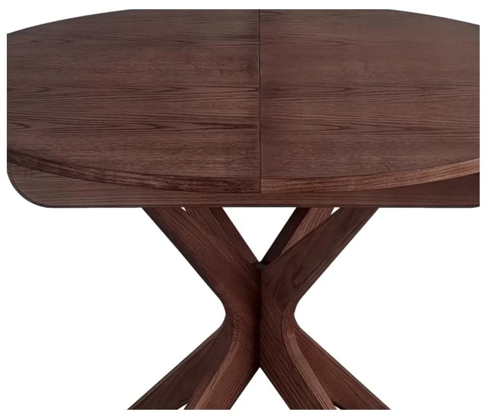 Кръгла сгъваема трапезна маса с допълнителна плоча от декор от орех ø 90 cm Jubi – Ragaba