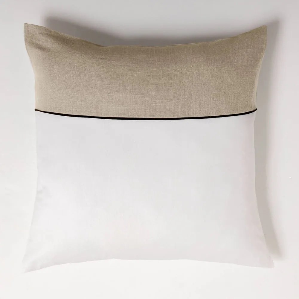 Бяло/бежово двойно удължено памучно спално бельо 240x220 cm Gabrielle – douceur d'intérieur