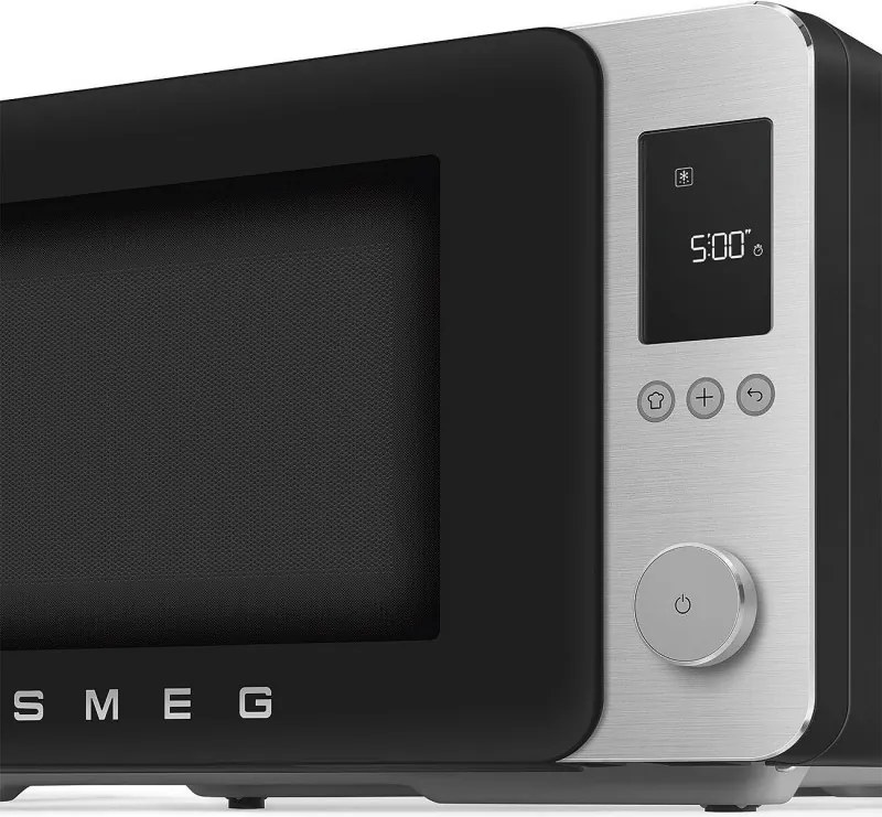 Комбинирана микровълнова фурна с горещ въздух SMEG Collezione MOC02BLMEU, 900W, 27 л, 25 програми, Плавно затваряне, Индивидуални настройки, Черен мат