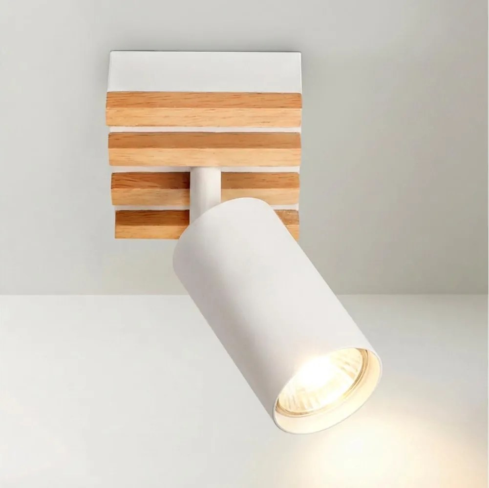 Brilagi - Точково осветително тяло SELE WOOD 1xGU10/30W/230V бяло/дърво