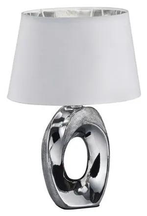 Настолна лампа от бяла и сребърна керамика и плат, височина 33 cm Taba - Trio