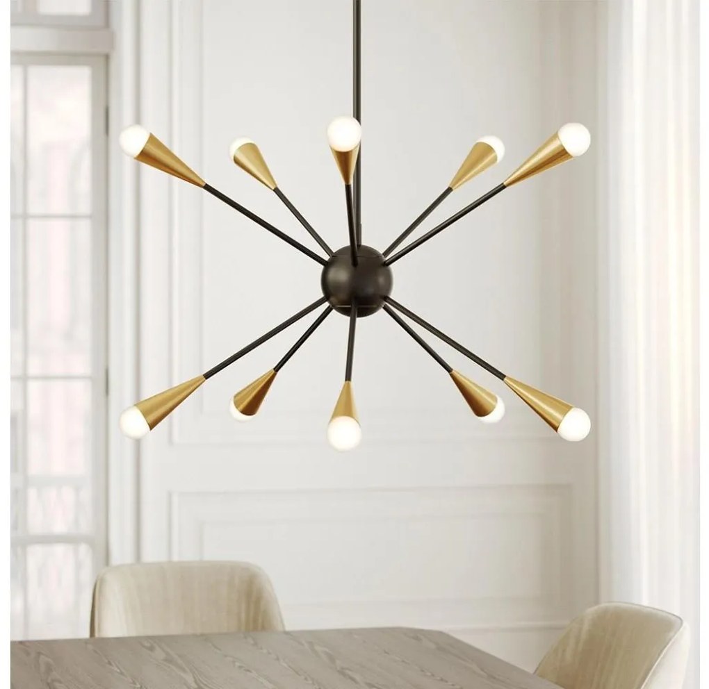 Feiss FE-JAX10-MB - LED Полилей JAX 10xG9/3W/230V черен/златист