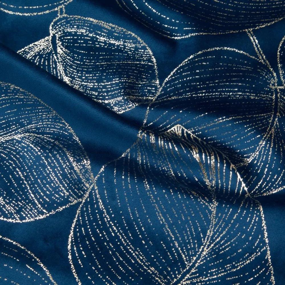 Кадифена централна покривка с принт на лъскави сини листа Широчина: 35 см | Дължина: 140 см
