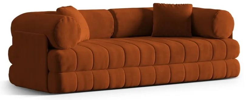Теракотен кадифен сгъваем диван 206 cm Kemi – Cosmopolitan Design