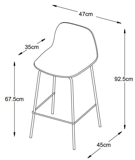 Бял пластмасов бар стол 92,5 cm Whitby - Unique Furniture