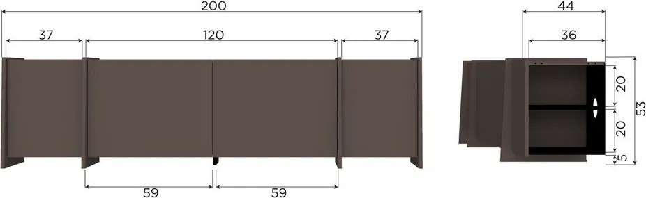 Тъмнокафява маса за телевизор от декор от ясен 200x53x44 cm Brock – WOOOD