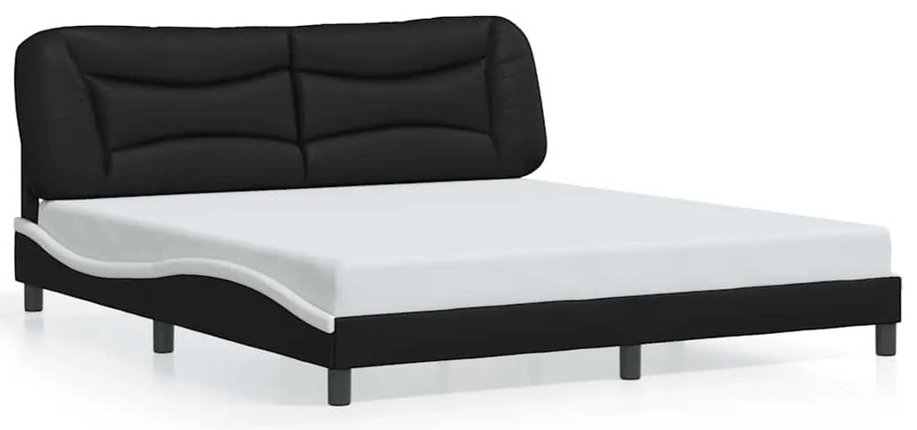 3208021 vidaXL Рамка за легло без матрак Hvar, черна, бяла, 180x200см, изкуствена кожа